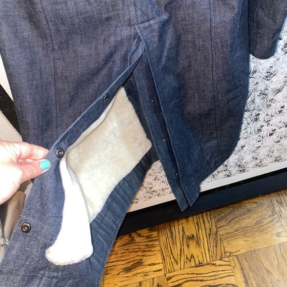 Pologeorgis Parka Blue Coat warm and stylish 
With Hood and fox fur  EUC US4 - Picture 6 of 14